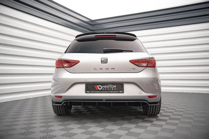 Mittlerer Diffusor Heck Ansatz DTM Look für Seat Leon Hatchback Mk3 schwarz Hochglanz