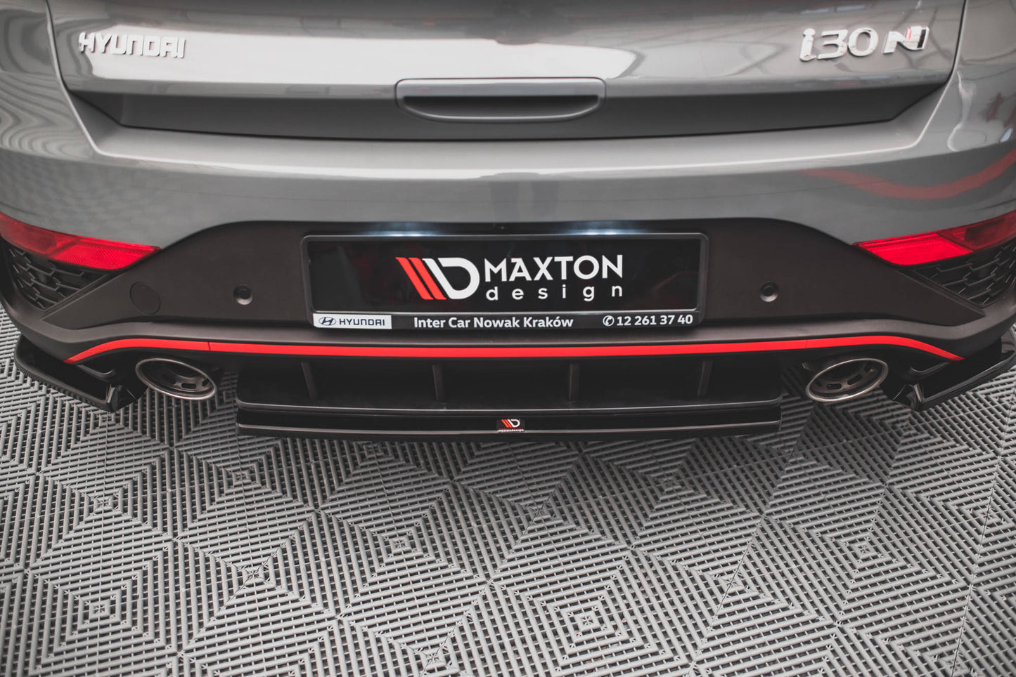 Mittlerer Diffusor Heck Ansatz für Hyundai I30 N Hatchback Mk3 Facelift schwarz Hochglanz