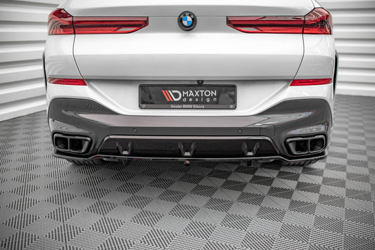 Mittlerer Diffusor Heck Ansatz DTM Look für V.1 BMW X6 M-Paket G06 schwarz Hochglanz