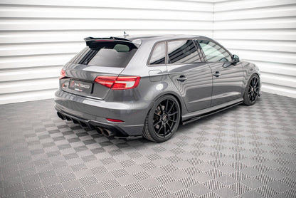 Heck Ansatz Flaps Diffusor für Audi S3 Sportback 8V Facelift Carbon Look