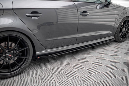 Street Pro Seitenschweller Ansatz für + Flaps Audi S3 Sportback 8V Facelift schwarz Hochglanz
