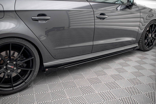 Street Pro Seitenschweller Ansatz für + Flaps Audi S3 Sportback 8V Facelift schwarz Hochglanz