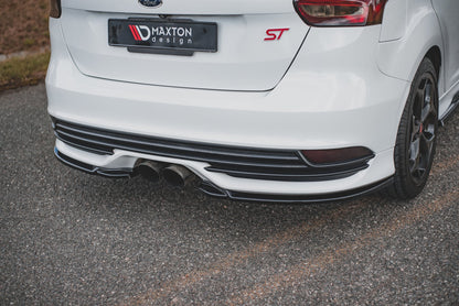Heck Ansatz Flaps Diffusor V.2 für Ford Focus ST Mk3 Facelift schwarz Hochglanz