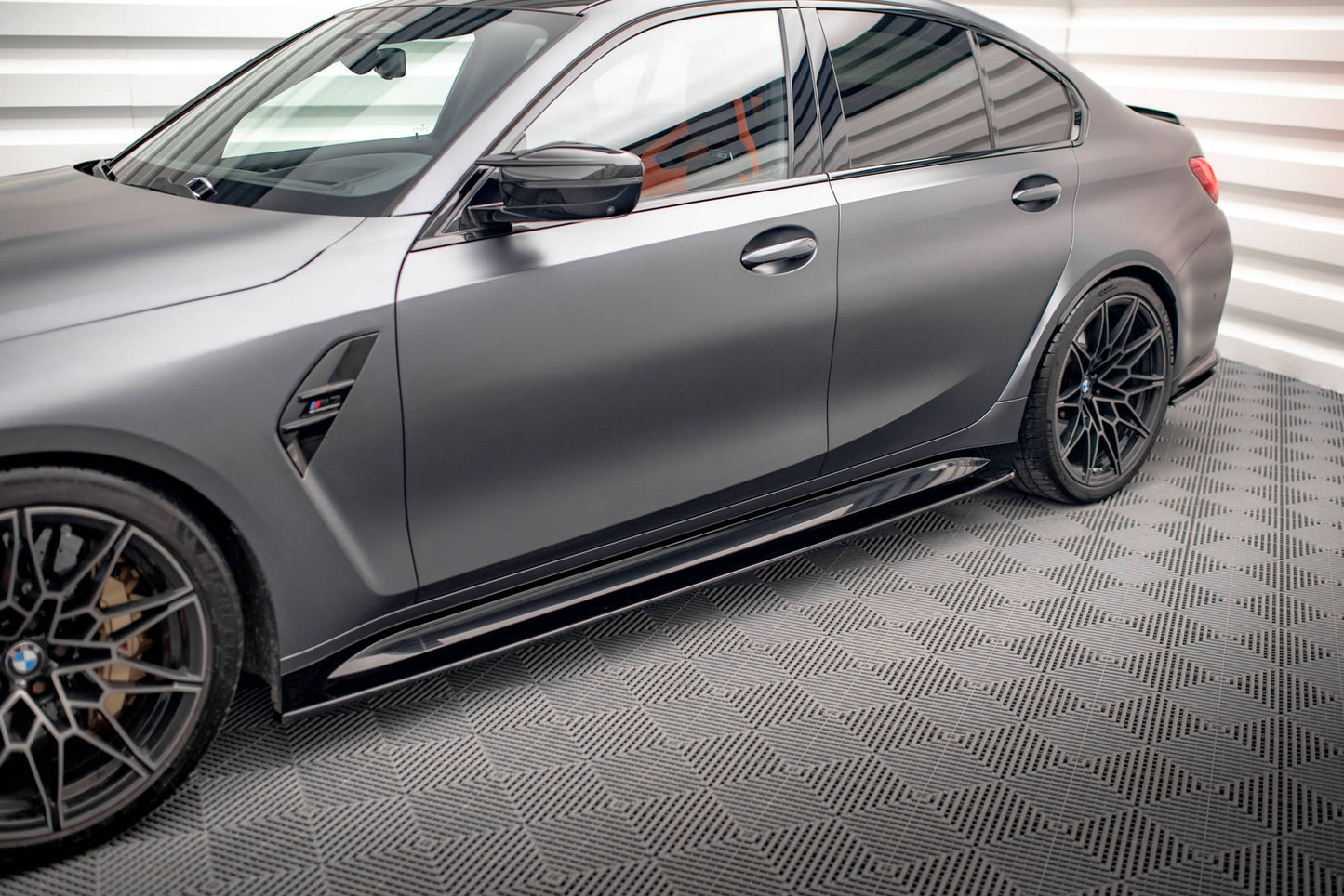 Seitenschweller Ansatz für V.1 für BMW M3 G80 schwarz Hochglanz