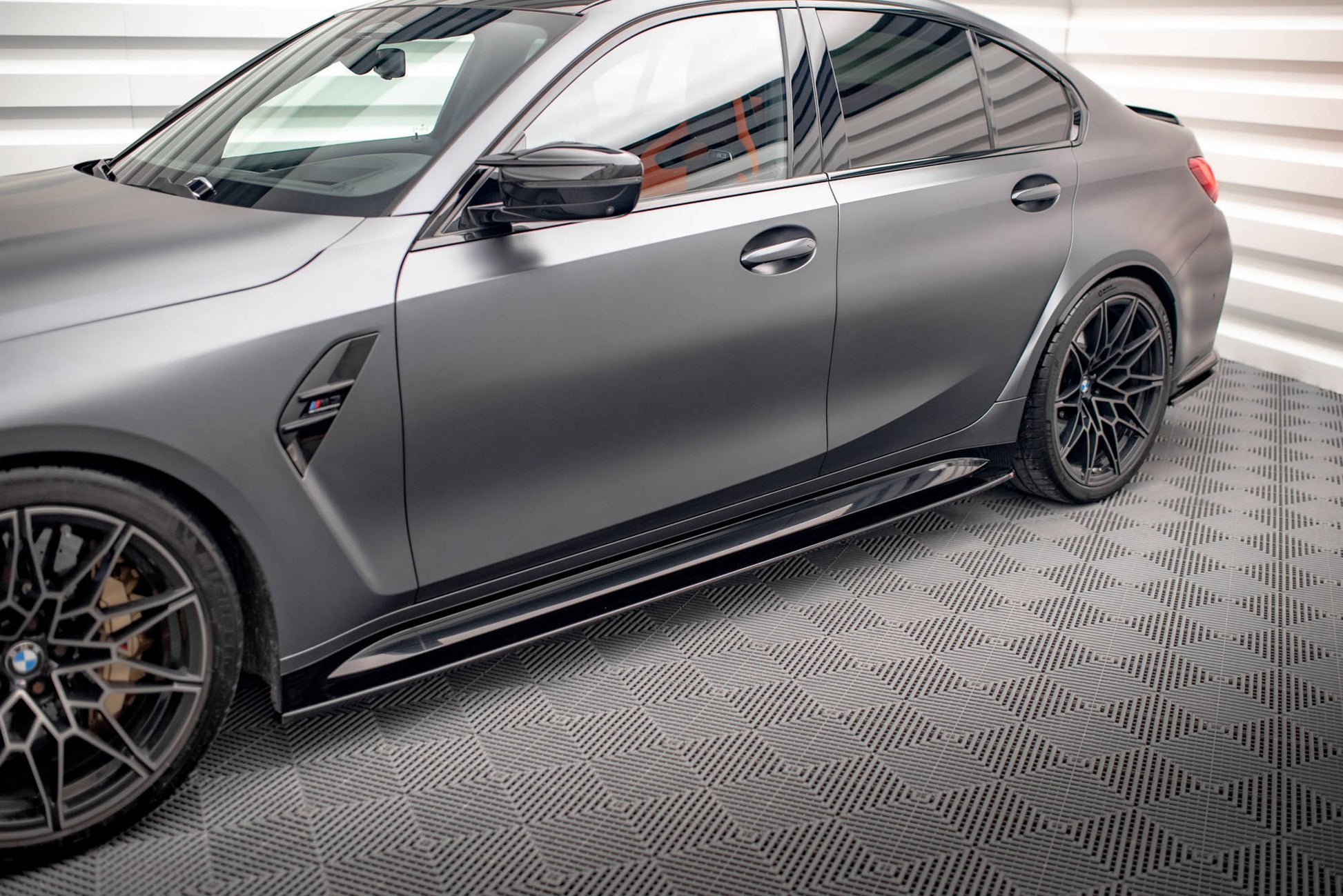 Seitenschweller Ansatz für V.1 für BMW M3 G80 schwarz Hochglanz