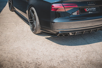 Heck Ansatz Flaps Diffusor V.2 für Audi S8 D4 Facelift schwarz matt