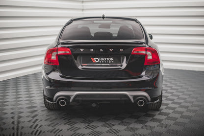 Heck Ansatz Flaps Diffusor für Volvo S60 R-Design Mk2 schwarz matt