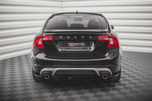 Heck Ansatz Flaps Diffusor für Volvo S60 R-Design Mk2 schwarz matt