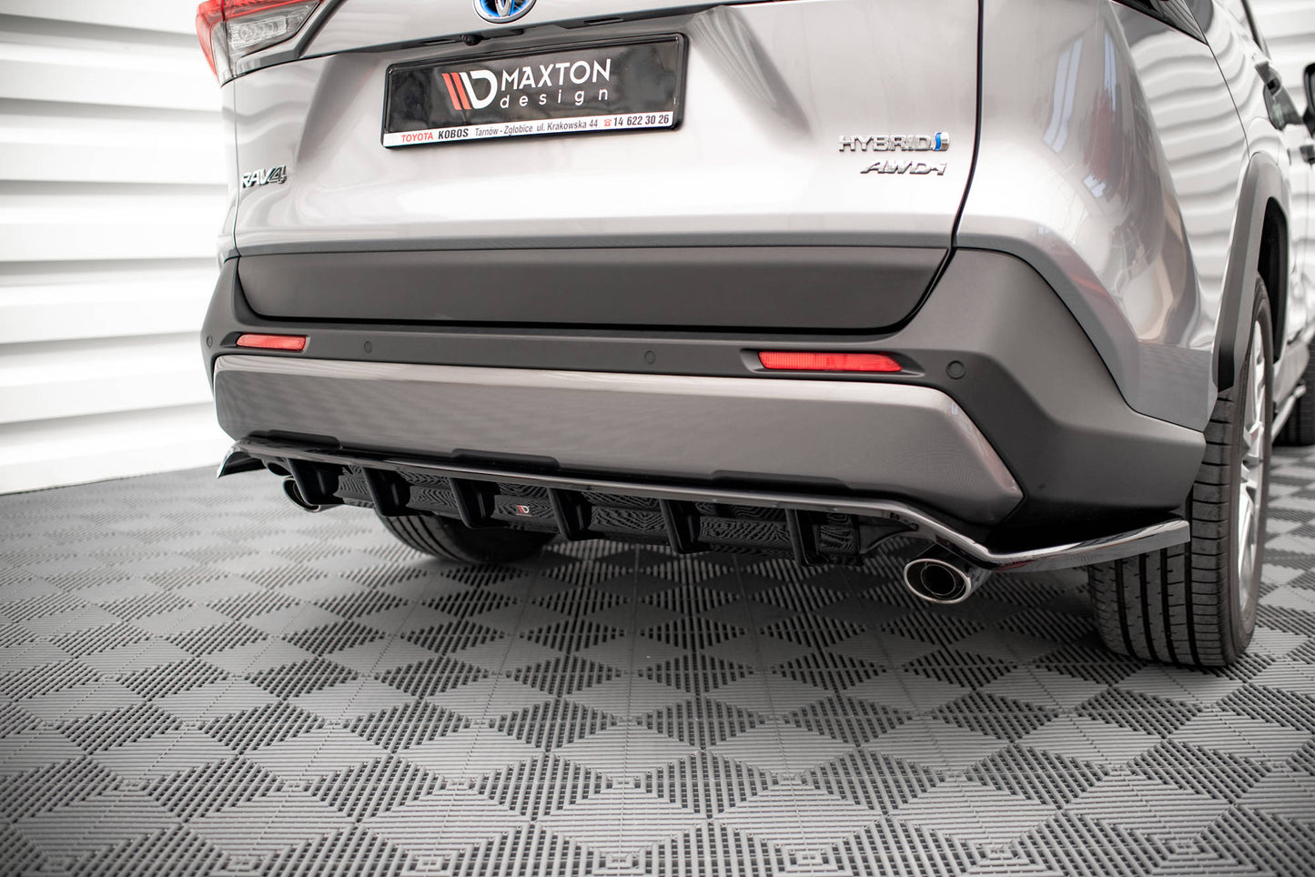 Mittlerer Diffusor Heck Ansatz DTM Look für Toyota RAV4 Mk5 schwarz matt