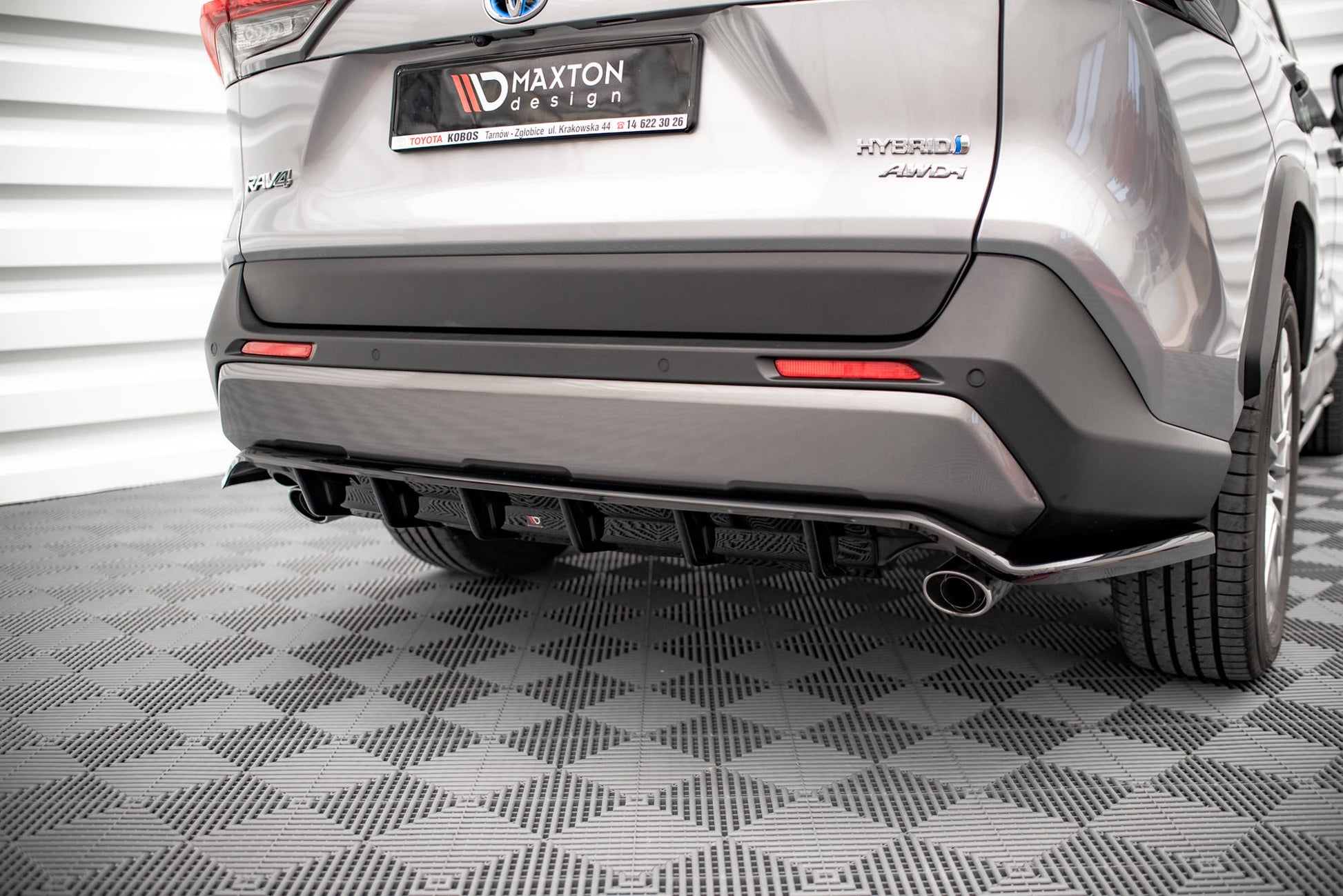 Mittlerer Diffusor Heck Ansatz DTM Look für Toyota RAV4 Mk5 schwarz matt