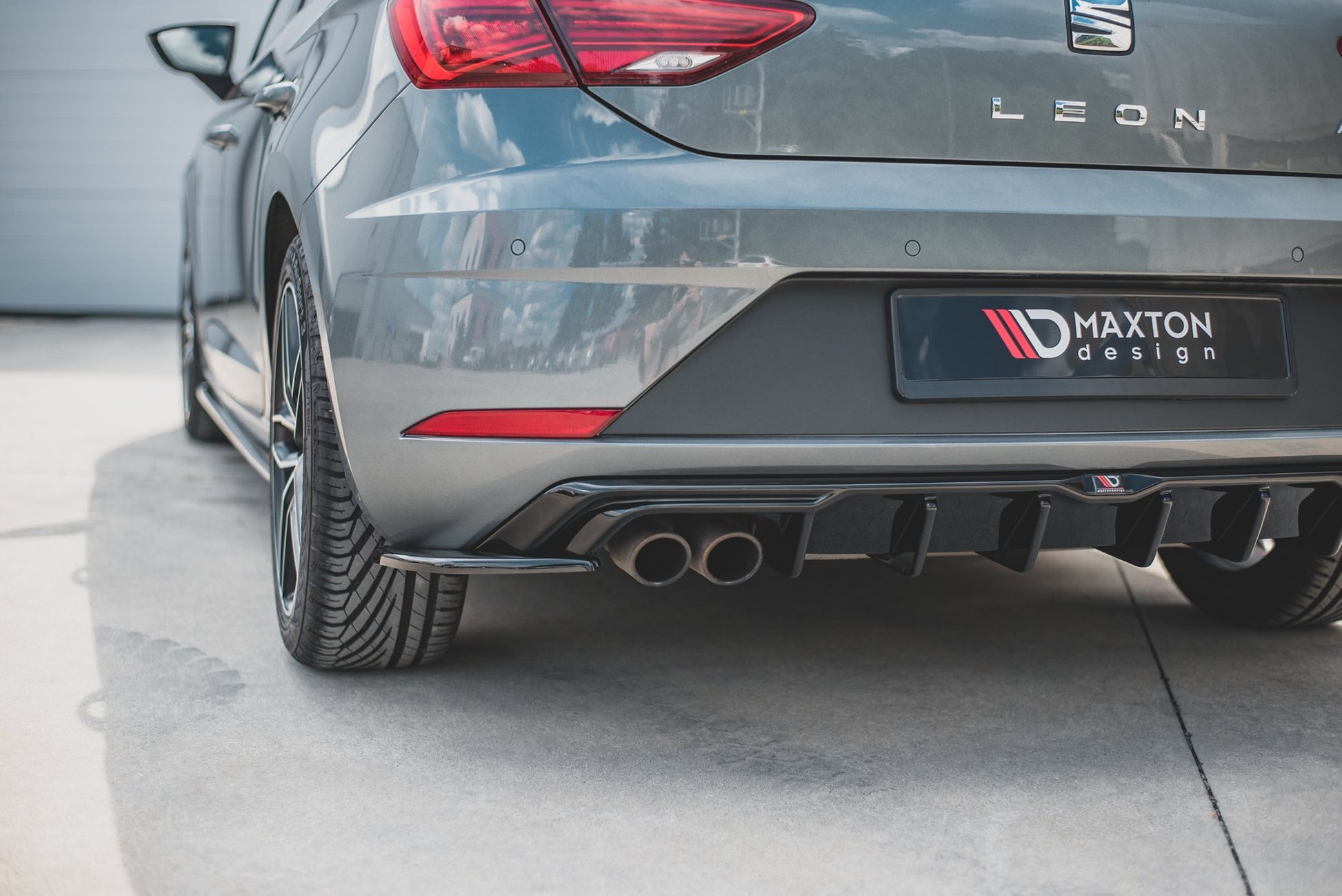 Heck Ansatz Flaps Diffusor für SEAT Leon Mk3 FR Facelift schwarz matt