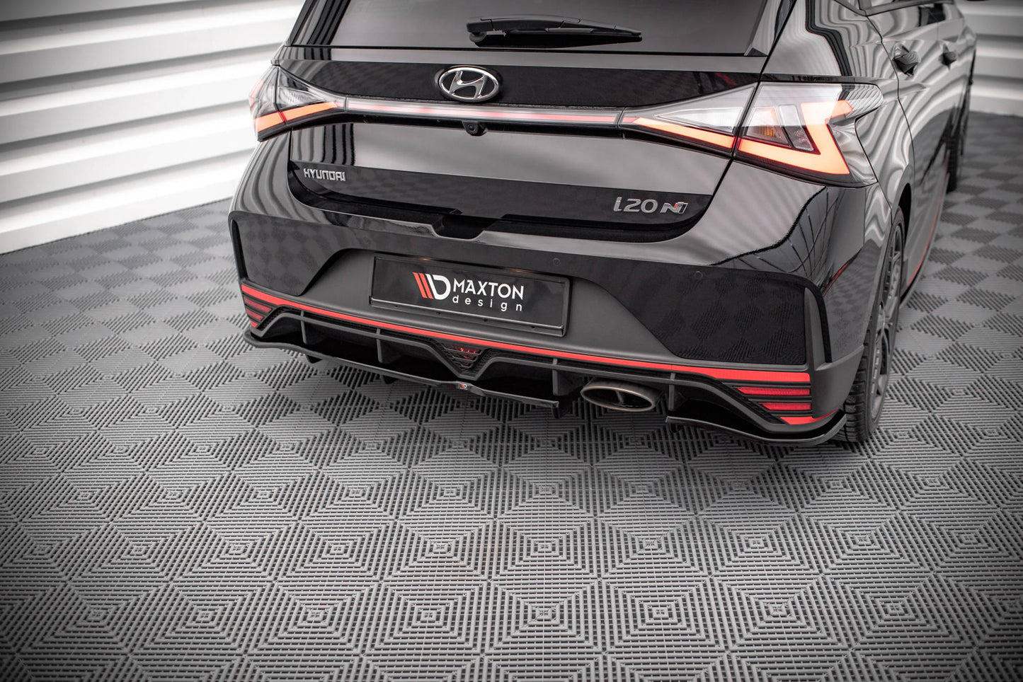 Mittlerer Diffusor Heck Ansatz DTM Look für Hyundai I20 N Mk3 schwarz matt