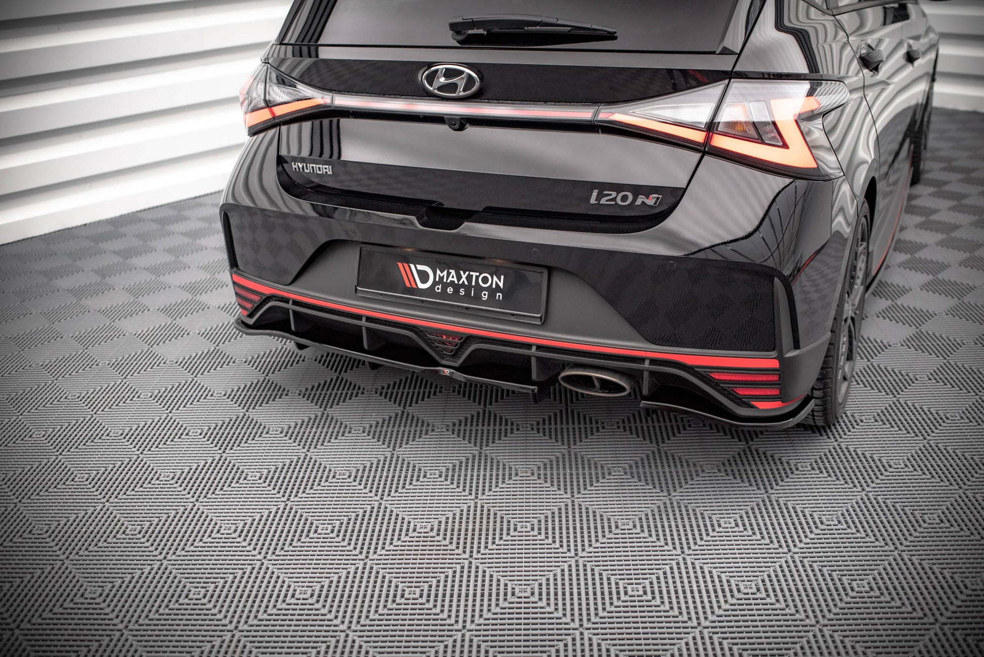 Mittlerer Diffusor Heck Ansatz DTM Look für Hyundai I20 N Mk3 schwarz matt