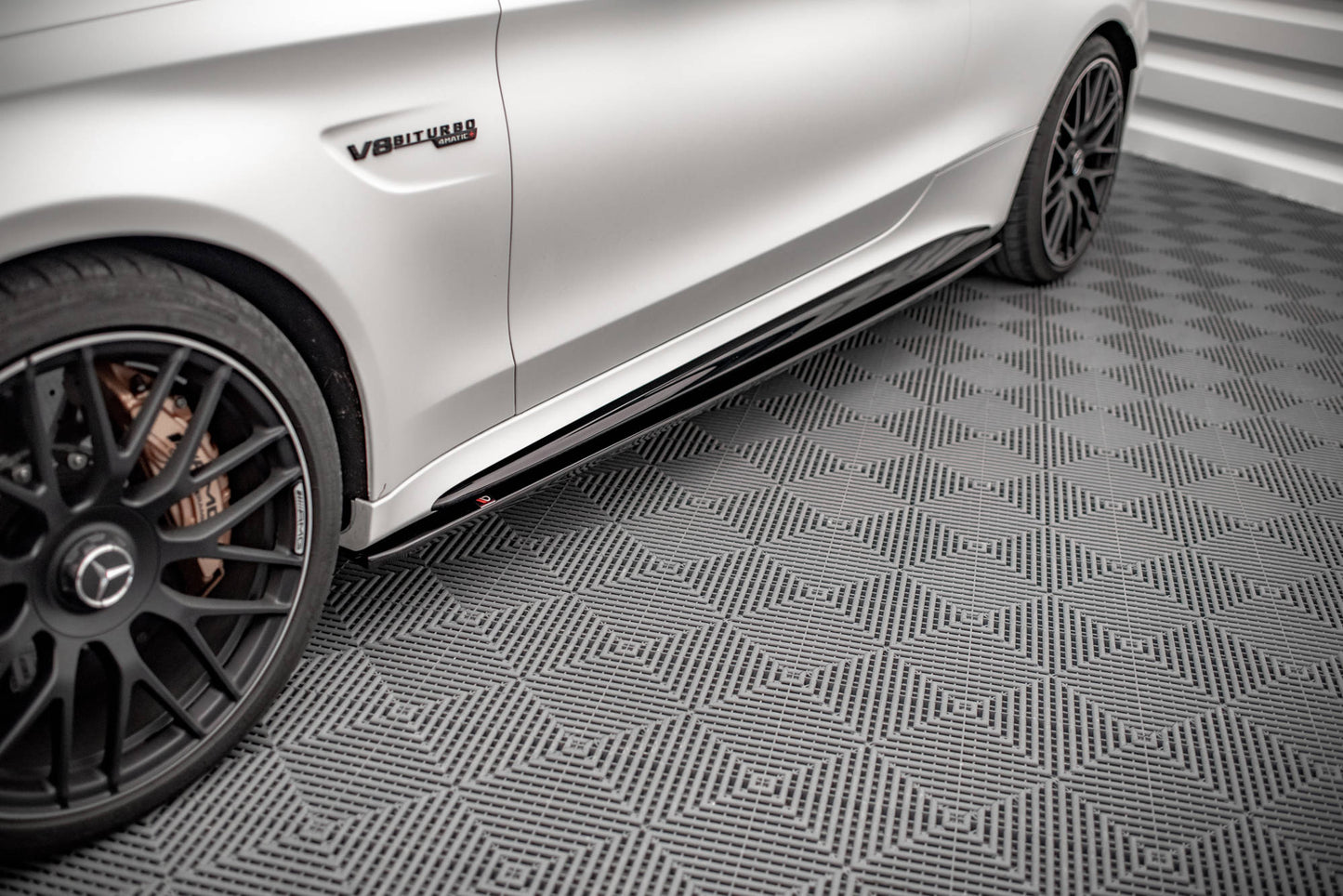 Seitenschweller Ansatz für V.1 für Mercedes-AMG C 63 AMG Coupe C205 Facelift schwarz matt