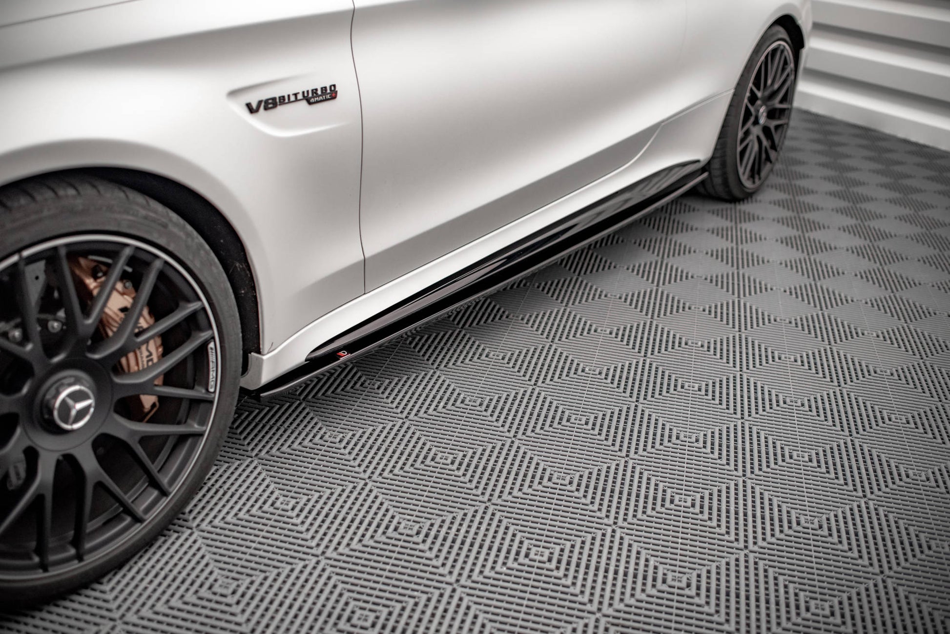 Seitenschweller Ansatz für V.1 für Mercedes-AMG C 63 AMG Coupe C205 Facelift schwarz matt