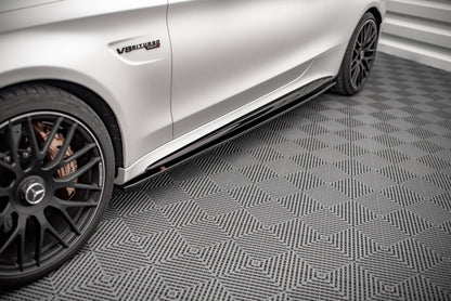 Seitenschweller Ansatz für V.1 für Mercedes-AMG C 63 AMG Coupe C205 Facelift schwarz matt