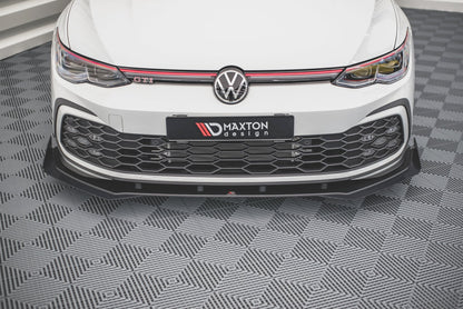 Robuste Racing Front Ansatz für passend +Flaps für Volkswagen Golf 8 GTI schwarz Hochglanz