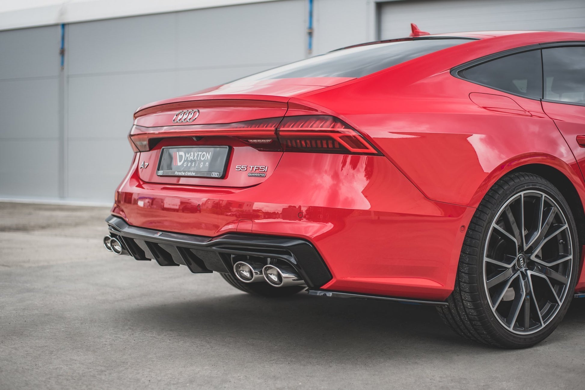 Diffusor Heck Ansatz für + Endschalldampfer Sportauspuff Attrappe Audi A7 C8 S-Line