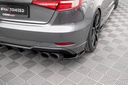 Heck Ansatz Flaps Diffusor für Audi S3 Sportback 8V Facelift Carbon Look
