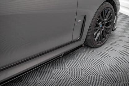 Seitenschweller Ansatz für BMW 7 M-Paket G11 Facelift schwarz Hochglanz