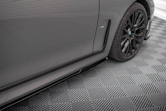 Seitenschweller Ansatz für BMW 7 M-Paket G11 Facelift schwarz Hochglanz