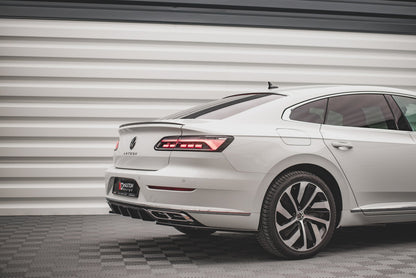 Heck Ansatz Flaps Diffusor für Volkswagen Arteon R-Line Facelift schwarz matt