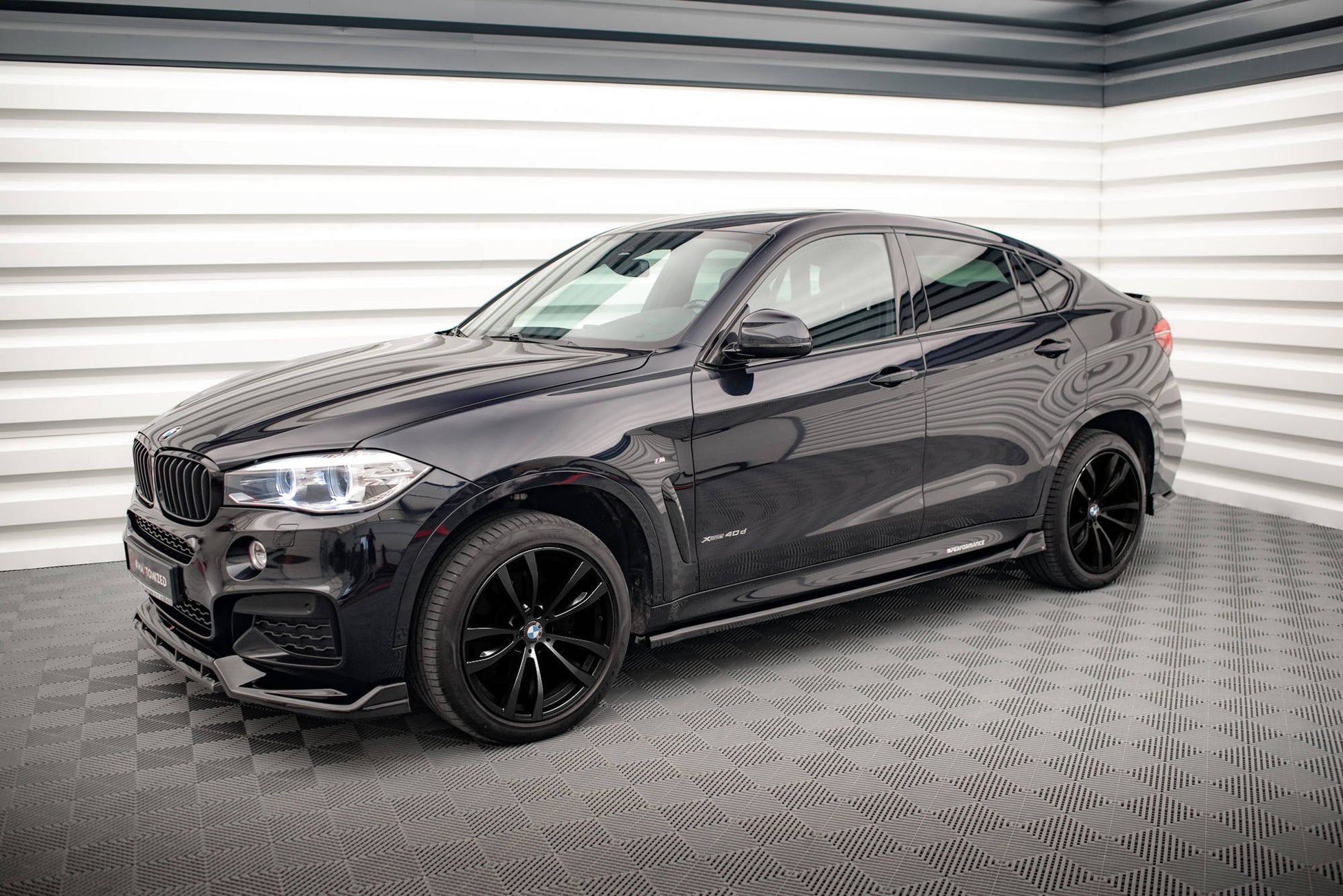 Seitenschweller Ansatz für V.2 für BMW X6 M-Paket F16 schwarz Hochglanz