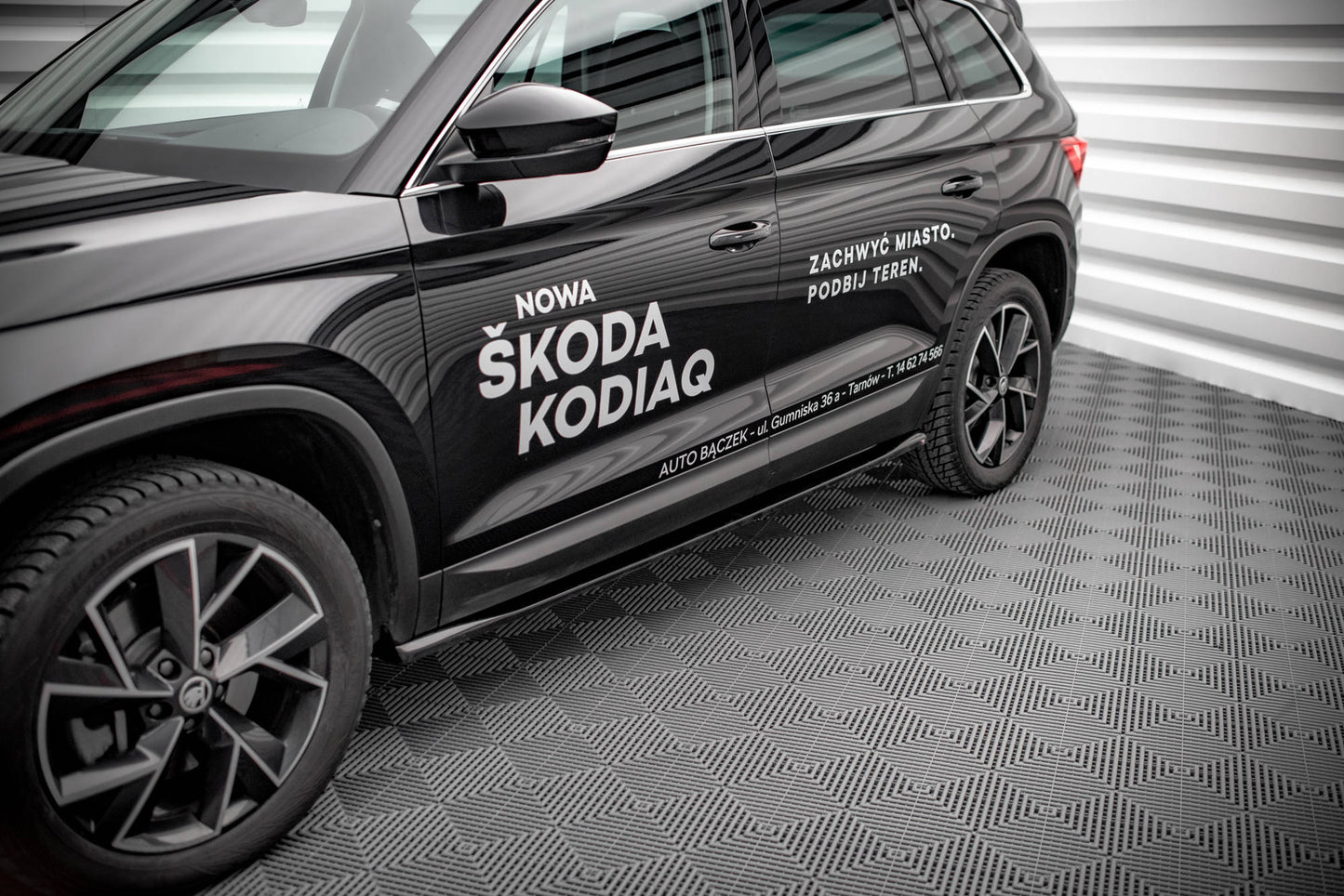 Seitenschweller Ansatz für Skoda Kodiaq Mk1 Facelift schwarz Hochglanz