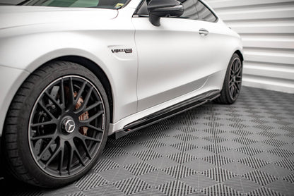 Seitenschweller Ansatz für V.2 für Mercedes-AMG C 63 AMG Coupe C205 Facelift schwarz matt
