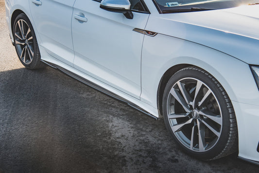 Seitenschweller Ansatz für Audi S5 / A5 S-Line Sportback F5 Facelift schwarz matt