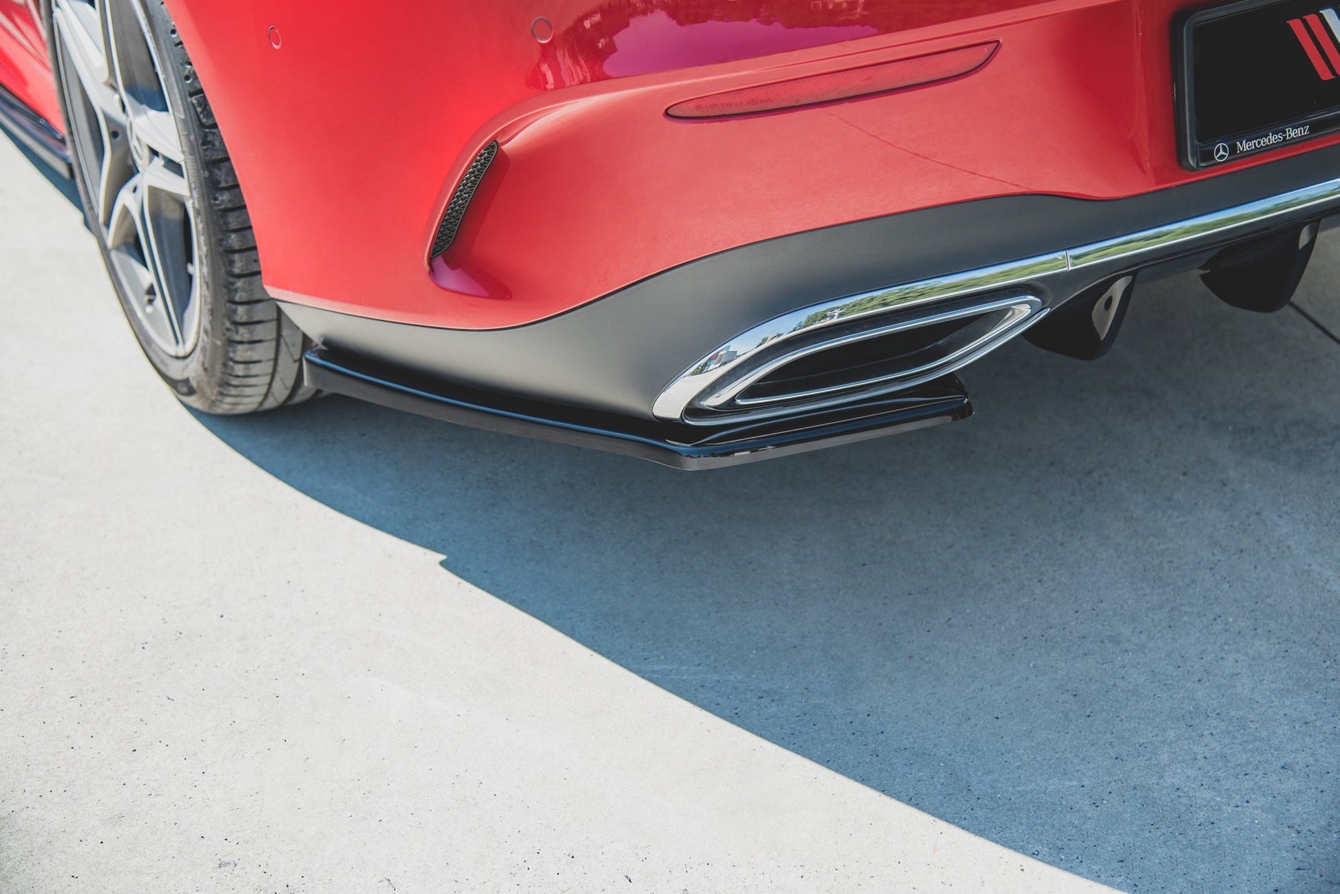 Heck Ansatz Flaps Diffusor für Mercedes-Benz CLA Shooting Brake AMG-Line X118 Carbon Look
