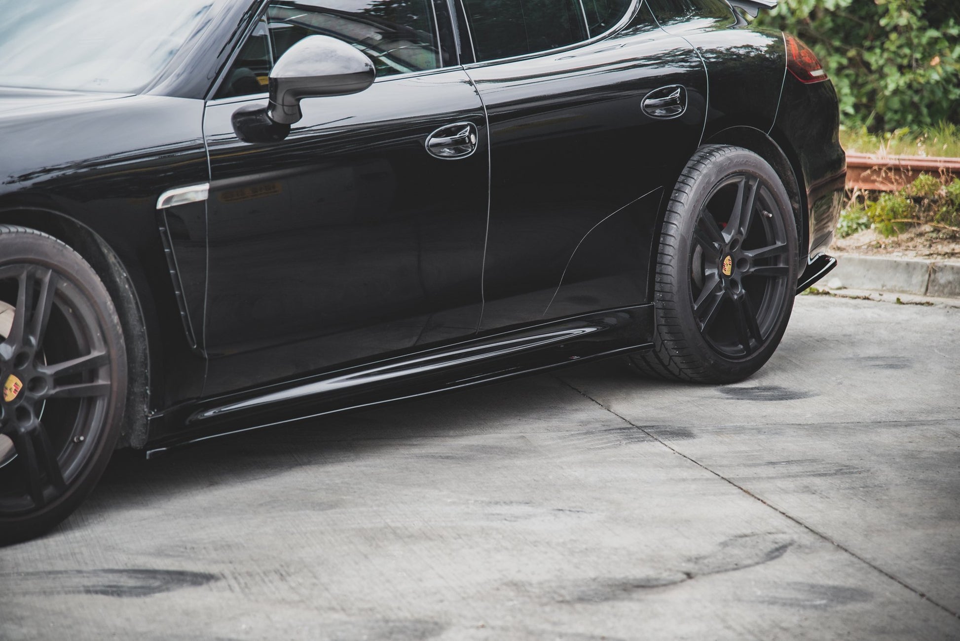 Seitenschweller Ansatz für V.2 für Porsche Panamera Turbo 970 Facelift schwarz matt