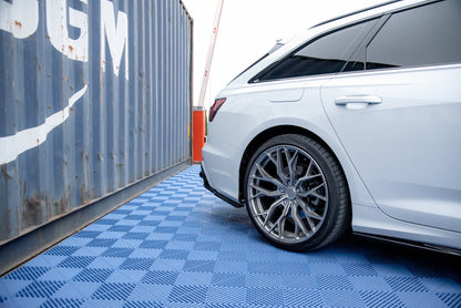 Heck Ansatz Flaps Diffusor für Audi A6 C8 S-Line schwarz Hochglanz