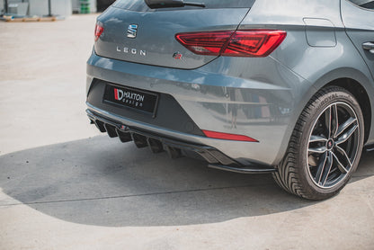 Heck Ansatz Flaps Diffusor für SEAT Leon Mk3 FR Facelift schwarz matt