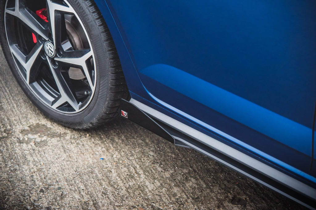 Robuste Racing Seitenschweller Ansatz für für + Flaps Volkswagen Polo GTI Mk6 schwarz Hochglanz