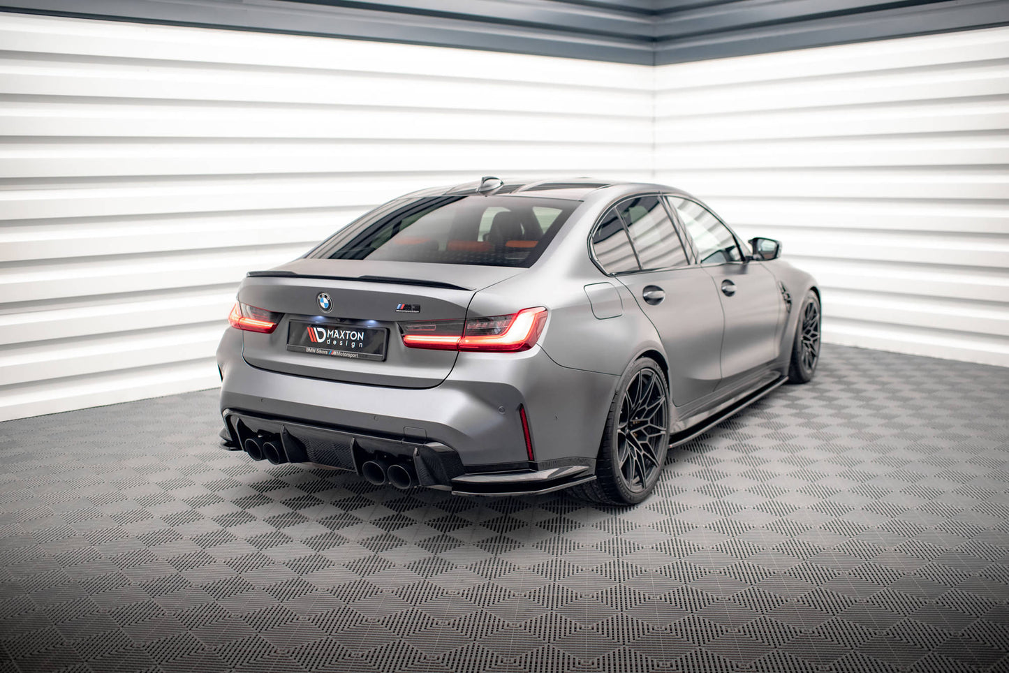 Heck Ansatz Flaps Diffusor V.1 für BMW M3 G80 Carbon Look