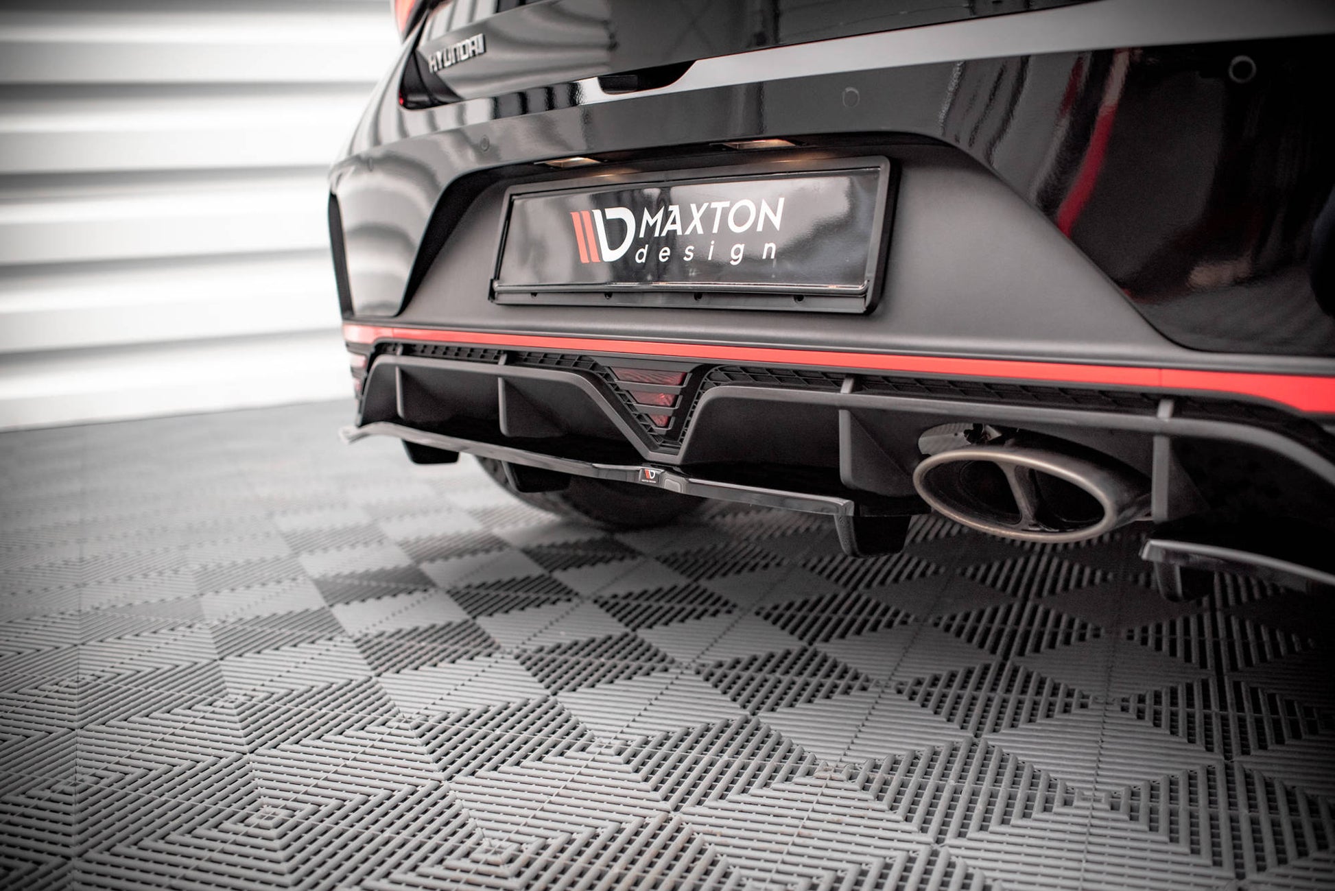 Mittlerer Diffusor Heck Ansatz DTM Look für Hyundai I20 N Mk3 Carbon Look