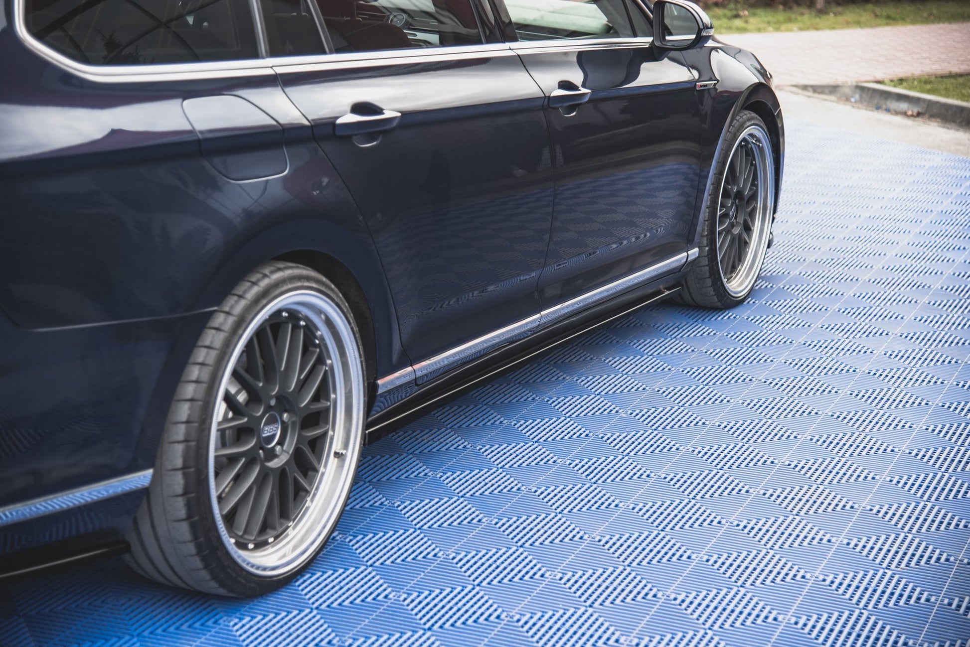Seitenschweller Ansatz für Volkswagen Passat B8 schwarz matt