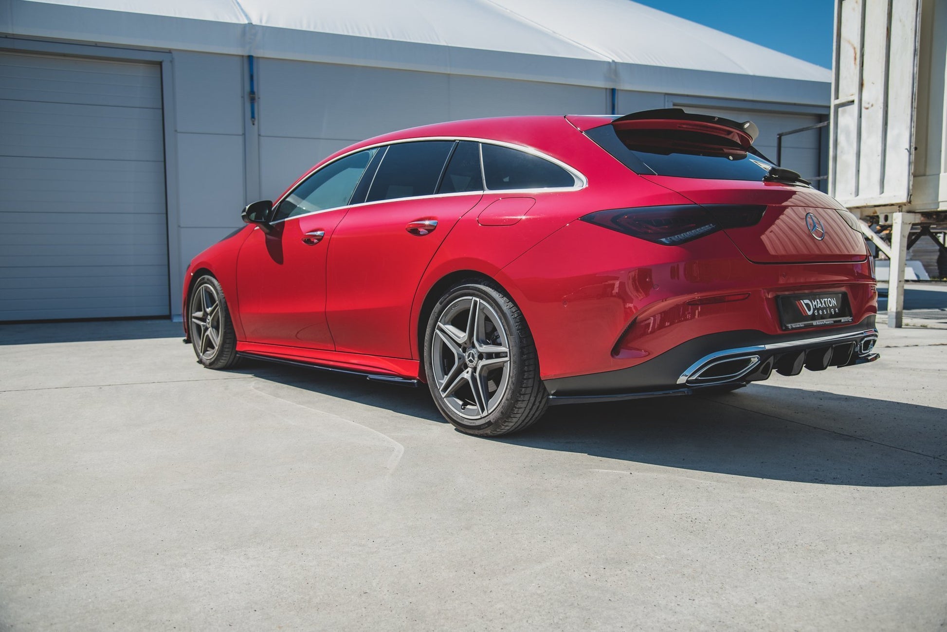 Heck Ansatz Flaps Diffusor für Mercedes-Benz CLA Shooting Brake AMG-Line X118 Carbon Look