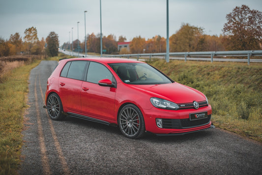 Robuste Racing Seitenschweller Ansatz für für + Flaps Volkswagen Golf GTI Mk6  schwarz Hochglanz