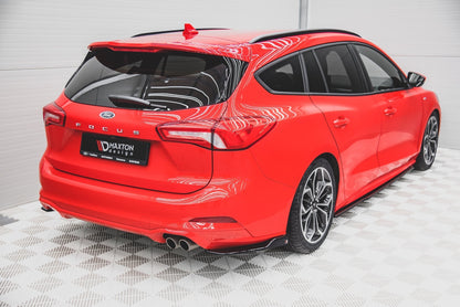 Heck Ansatz Flaps Diffusor V.2 für Ford Focus ST-Line Kombi Mk4 Carbon Look