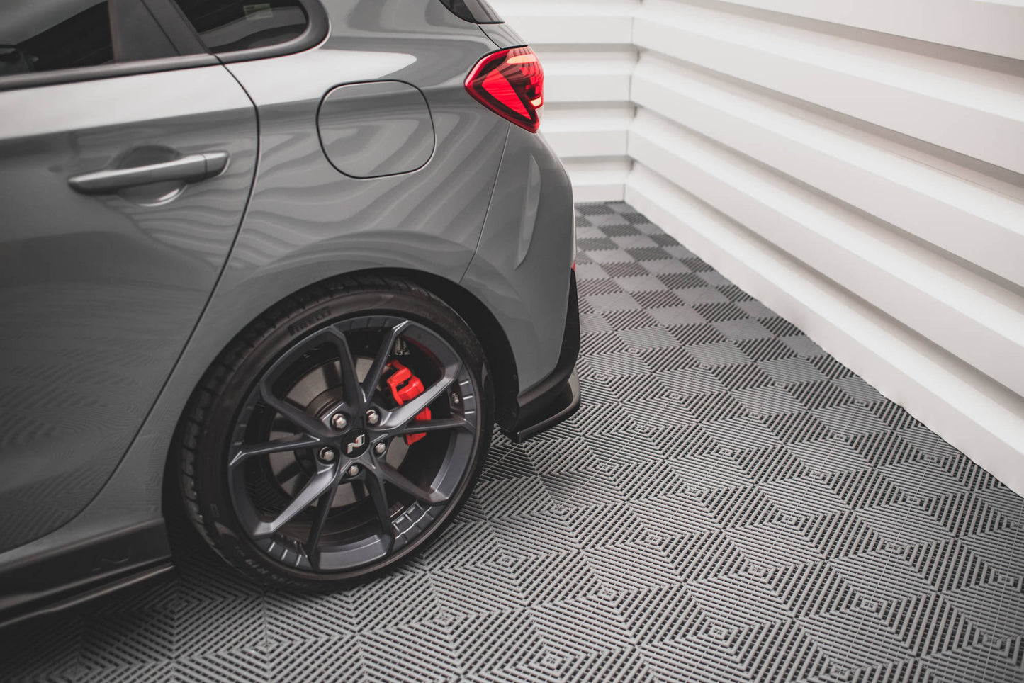 Heck Ansatz Flaps Diffusor V.2 für Hyundai I30 N Hatchback Mk3 Facelift schwarz matt