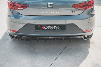 Diffusor Heck Ansatz für SEAT Leon Mk3 FR Facelift schwarz Hochglanz