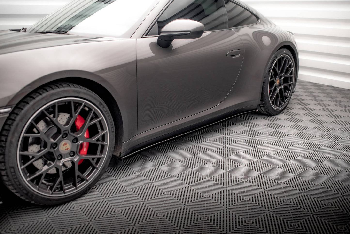 Seitenschweller Ansatz für Porsche 911 Carrera 4S 992 schwarz matt