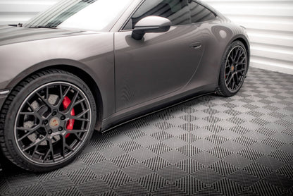 Seitenschweller Ansatz für Porsche 911 Carrera 4S 992 schwarz matt