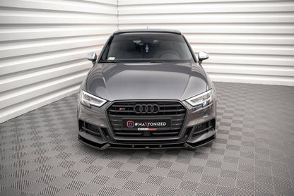 Front Ansatz V.1 für Audi S3 Sportback 8V Facelift schwarz Hochglanz