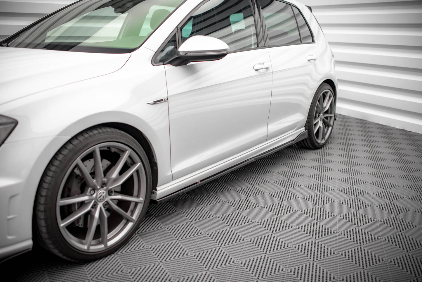 Seitenschweller Ansatz für V.2 für Volkswagen Golf R Mk7 schwarz matt