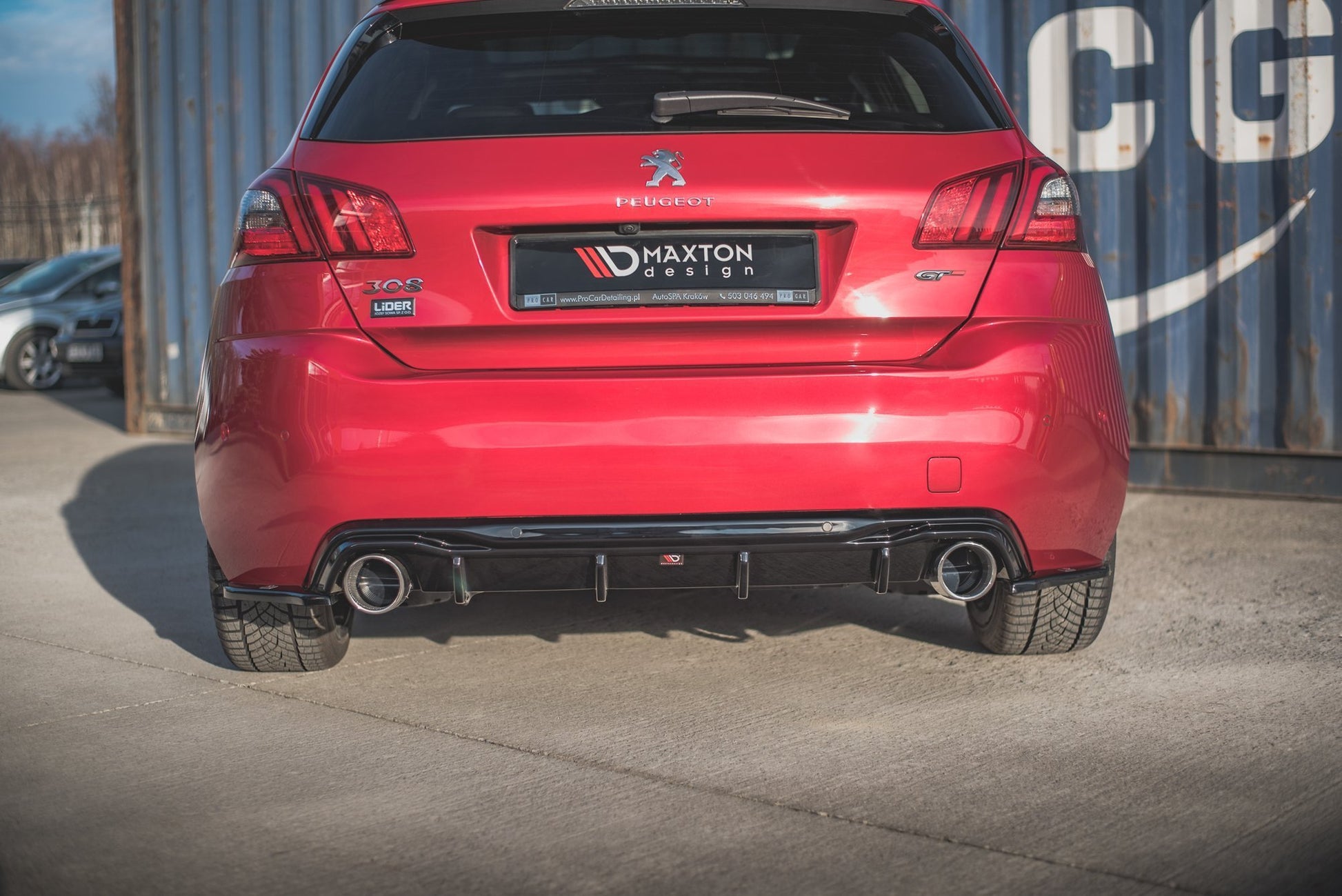 Heck Ansatz Flaps Diffusor für Peugeot 308 GT Mk2 Facelift schwarz matt
