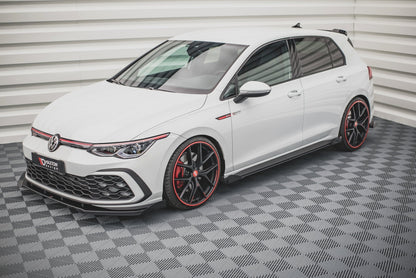 Robuste Racing Seitenschweller Ansatz für für + Flaps Volkswagen Golf 8 GTI / GTI Clubsport schwarz Hochglanz