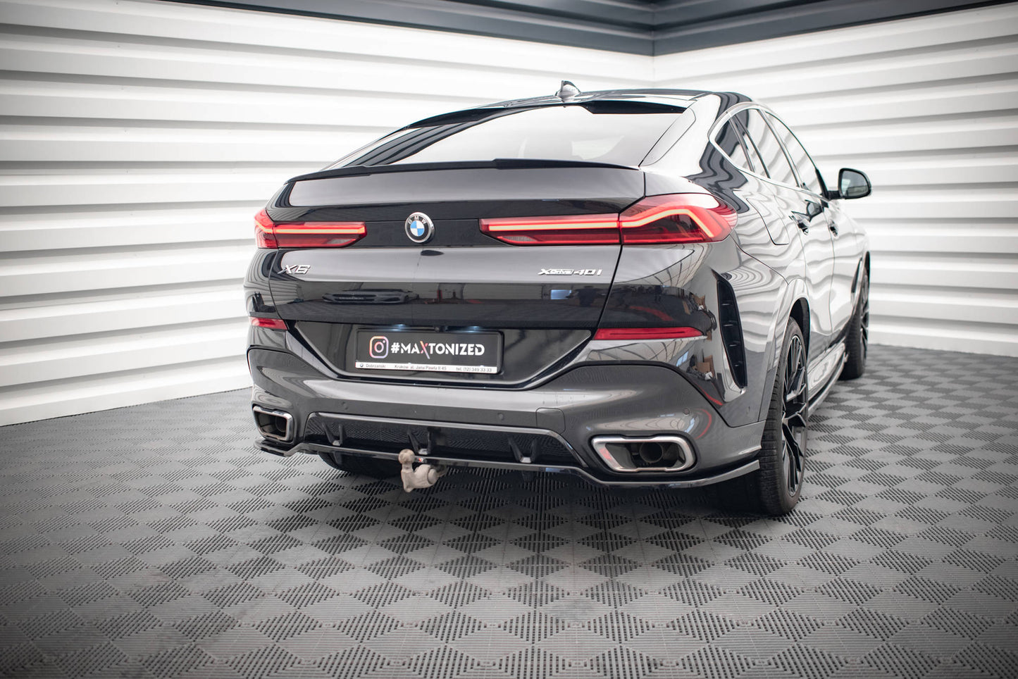 Mittlerer Diffusor Heck Ansatz DTM Look für V.3 BMW X6 M-Paket G06 schwarz matt